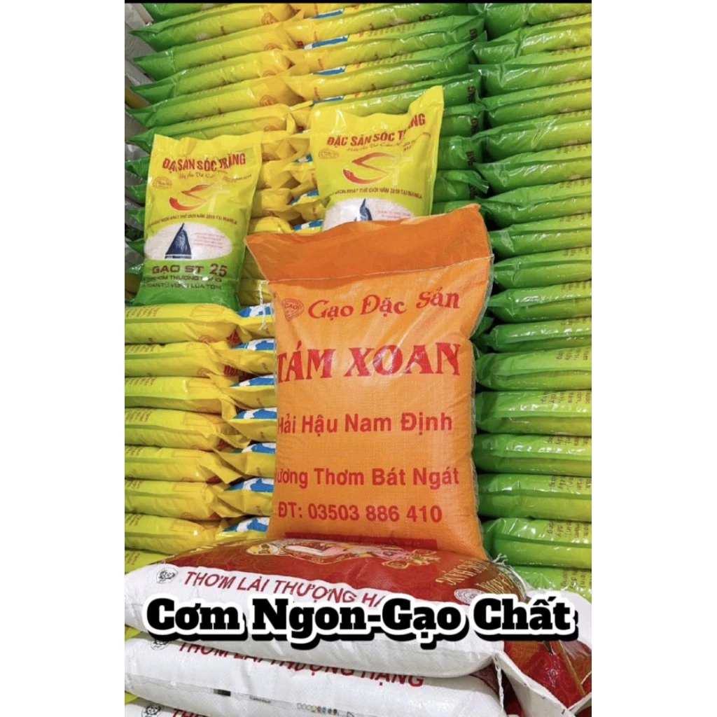 Gạo tám xoan hải hậu túi 10kg Dẻo Dai Cơm Hàng Loại 1