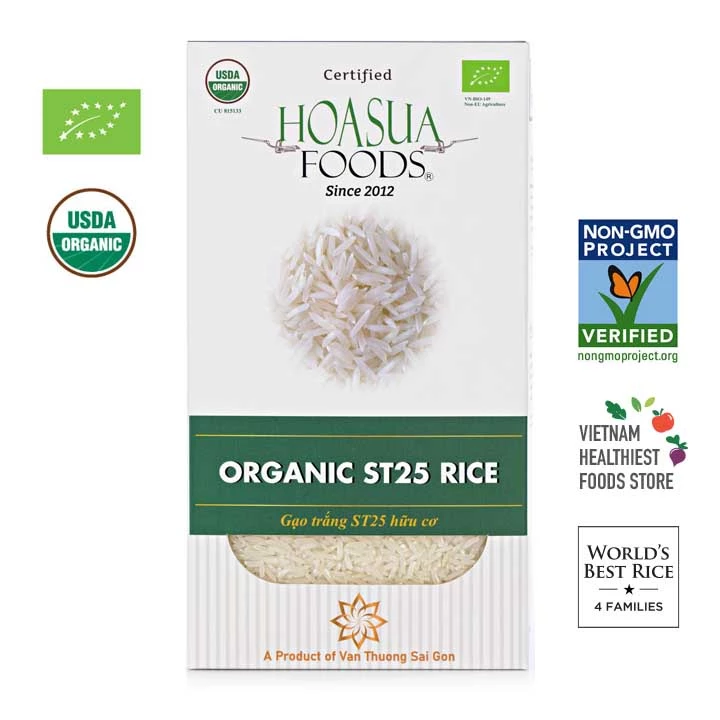Gạo ST25/ Jasmine Hữu Cơ Hoa Sữa/Gạo Bébi Organic Tốt Cho Bé Ăn Dặm-Date T2/2026