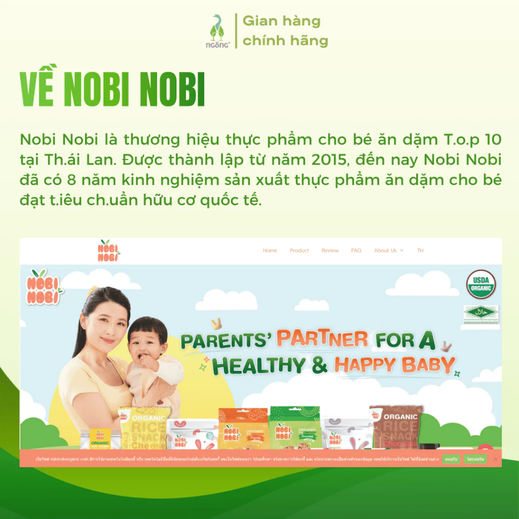 Bánh gạo ăn dặm cho bé 8 tháng+ Nobi Nobi hữu cơ Mỹ vị chuối bí đỏ cà rốt từ gạo Jasmine giàu vitamin khoáng chất 15g - 2