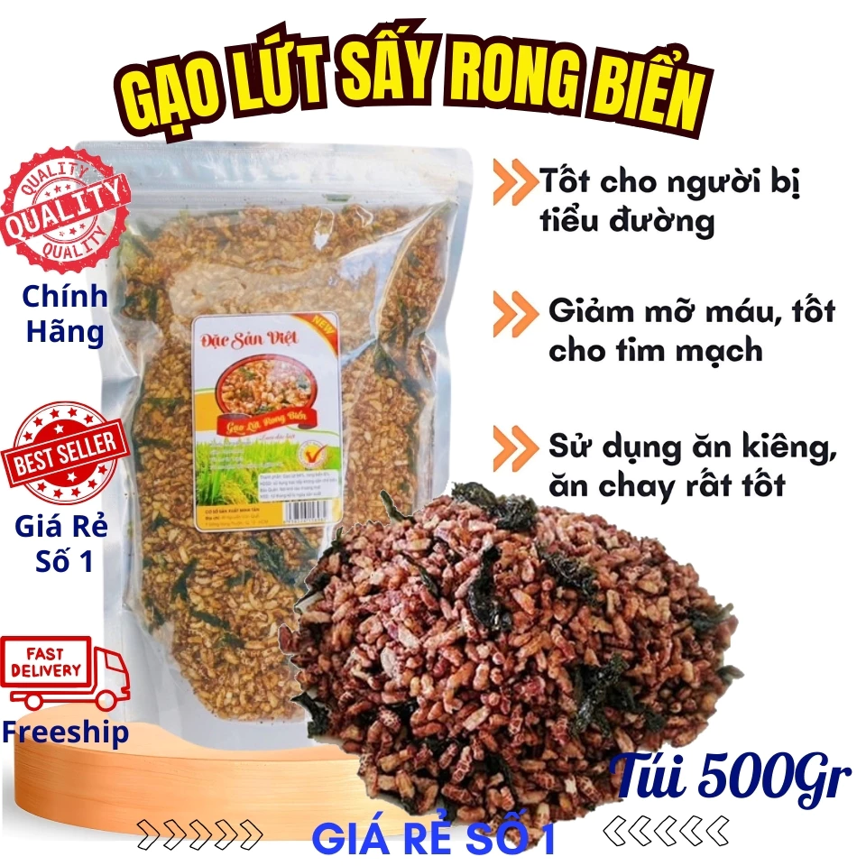 Gạo lứt giảm cân, gạo lứt huyết rồng rong biển, gạo lứt rong biển, phù hợp ăn kiềng tiểu đường 1Kg