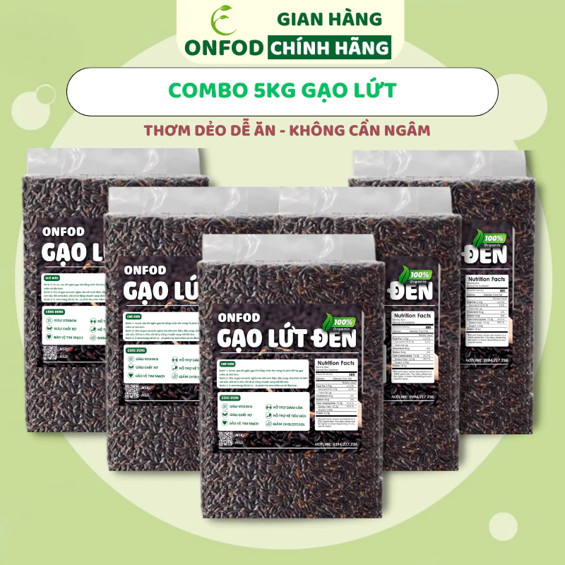 COMBO 5KG Gạo lứt đen gạo st25 gạo séng cù gạo nhật dẻo ONFOD ăn dặm cho bé ăn kiêng giảm cân healthy