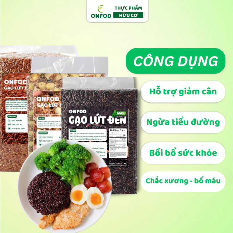 COMBO 5KG Gạo lứt đen gạo st25 gạo séng cù gạo nhật dẻo ONFOD ăn dặm cho bé ăn kiêng giảm cân healthy - 3