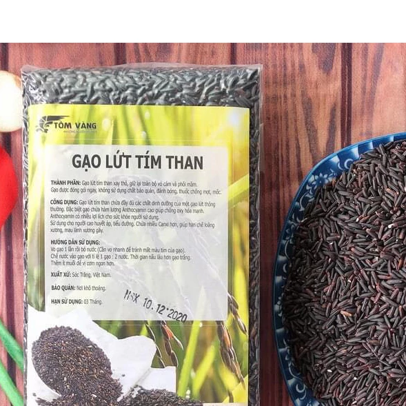 Gạo lứt đen Điện Biên, gạo lứt tím than Tôm Vàng 1kg, gạo dẻo ăn giảm cân - 5