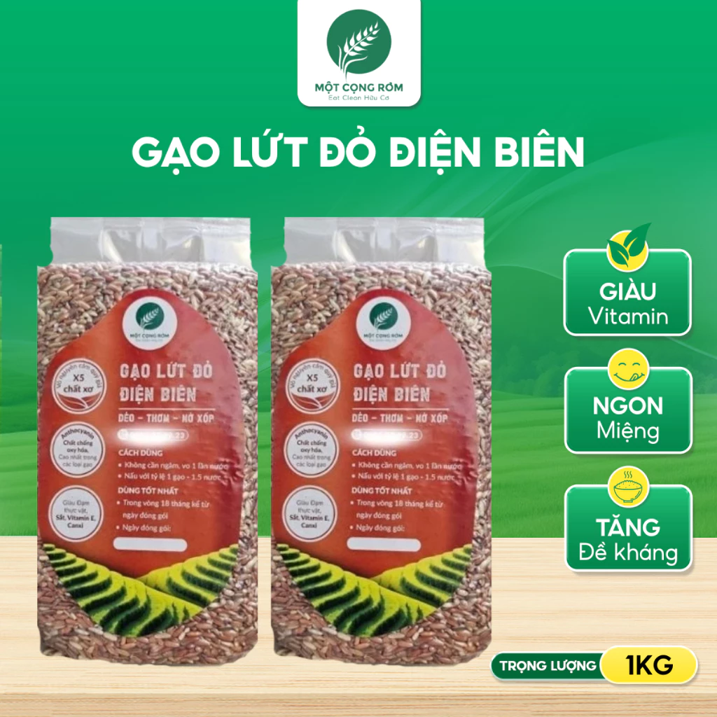Gạo Lứt Đỏ Điện Biên Dẻo Thơm, Gạo Lứt Hữu Cơ Hỗ Trợ Ăn Kiêng, Eatclean | Một Cọng Rơm