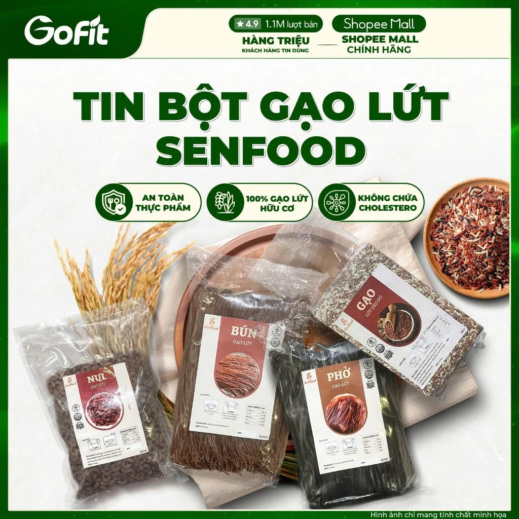 1Kg Gạo Lứt Dẻo Tím Than, Gạo Lứt Đỏ Dẻo Điện Biên SEN FOOD, Gofit Mart