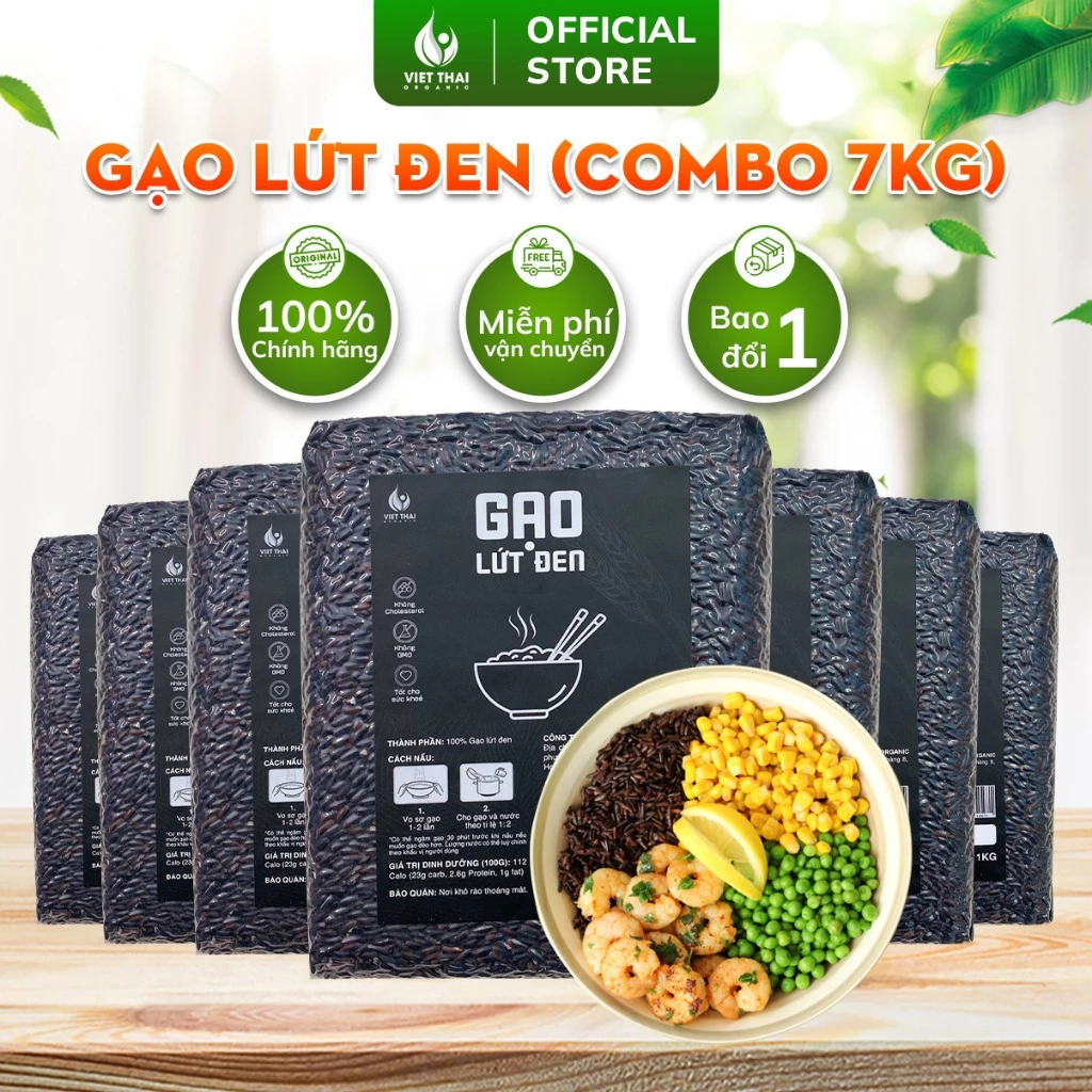 [Combo 7Kg Siêu Hời] Gạo Lứt Đen Việt Thái Organic Gạo Lứt Không Cần Ngâm Dẻo Mềm Ít Calo Eat Clean - 2