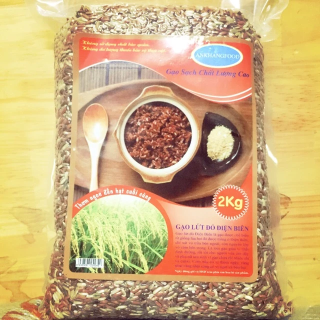 Gạo lứt đỏ Điện Biên An Khang Food 2KG/gói, gạo lứt dẻo