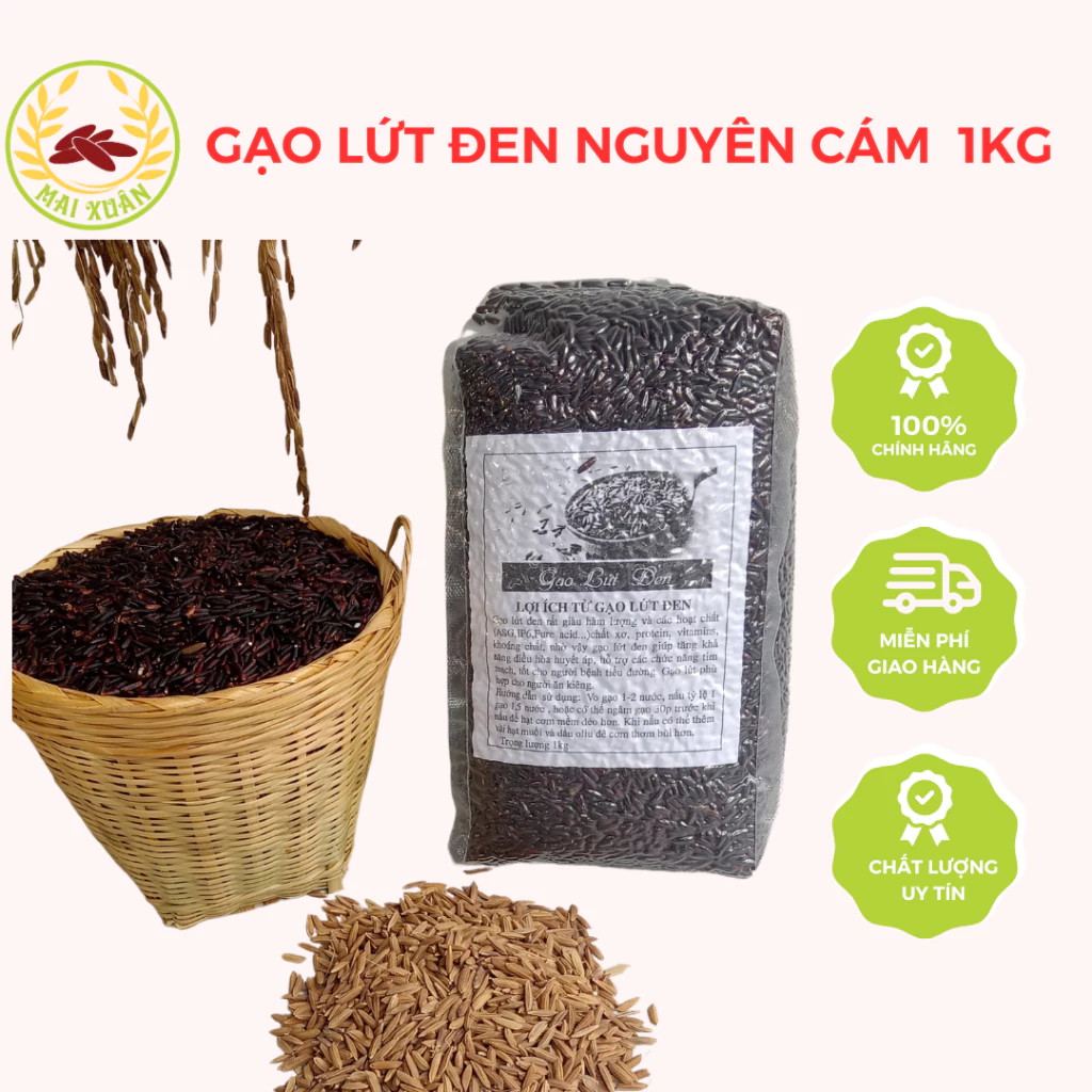 Gạo lứt dẻo Điện Biên ăn kiêng, giảm cân, cho người tiểu đường, túi 1kg- Gạo lứt Mai Xuân