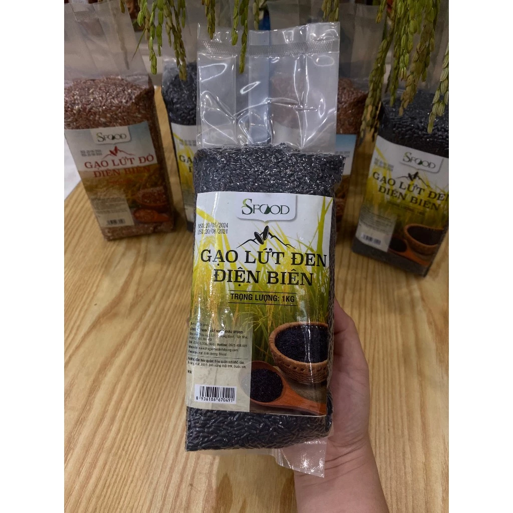 Gạo lứt dẻo Điện Biên SFOOD 1kg, gạo tẻ lứt đen, dẻo, thơm