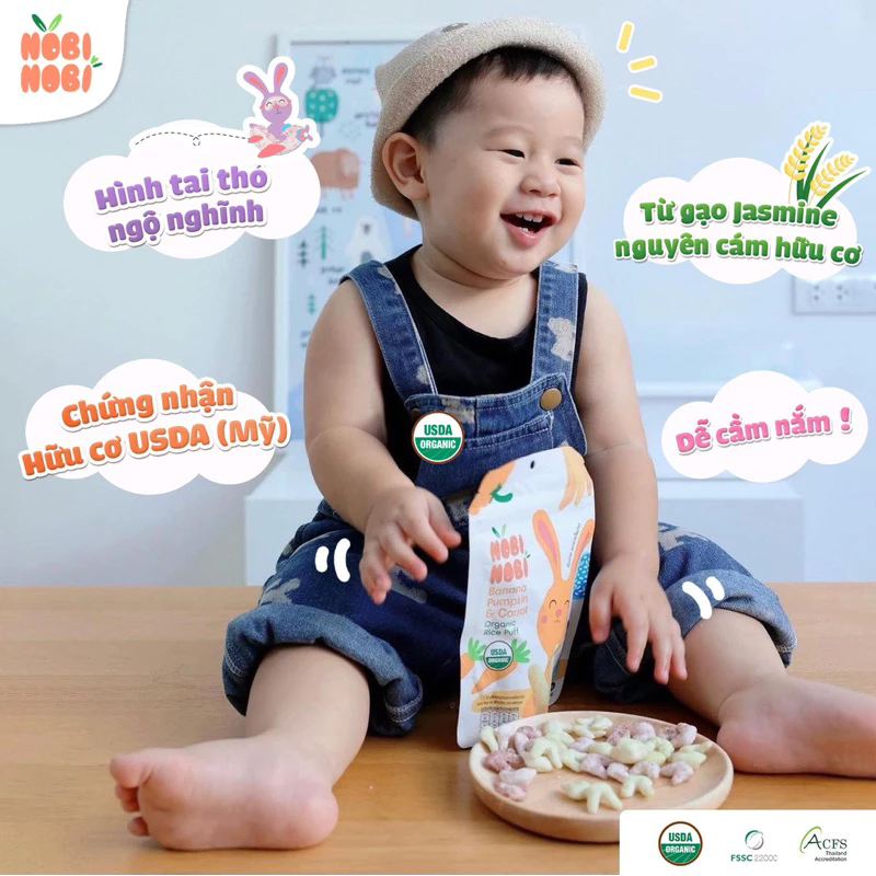Bánh gạo Jasmine Hữu Cơ NOBI NOBI cho bé ăn dặm từ 6m - 3