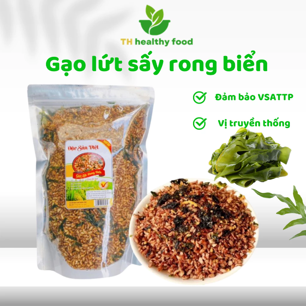 500gram Gạo lứt rong biển TH Healthy Food giòn ngon, Gạo lứt sấy rong biển nguyên vị tốt cho sức khỏe