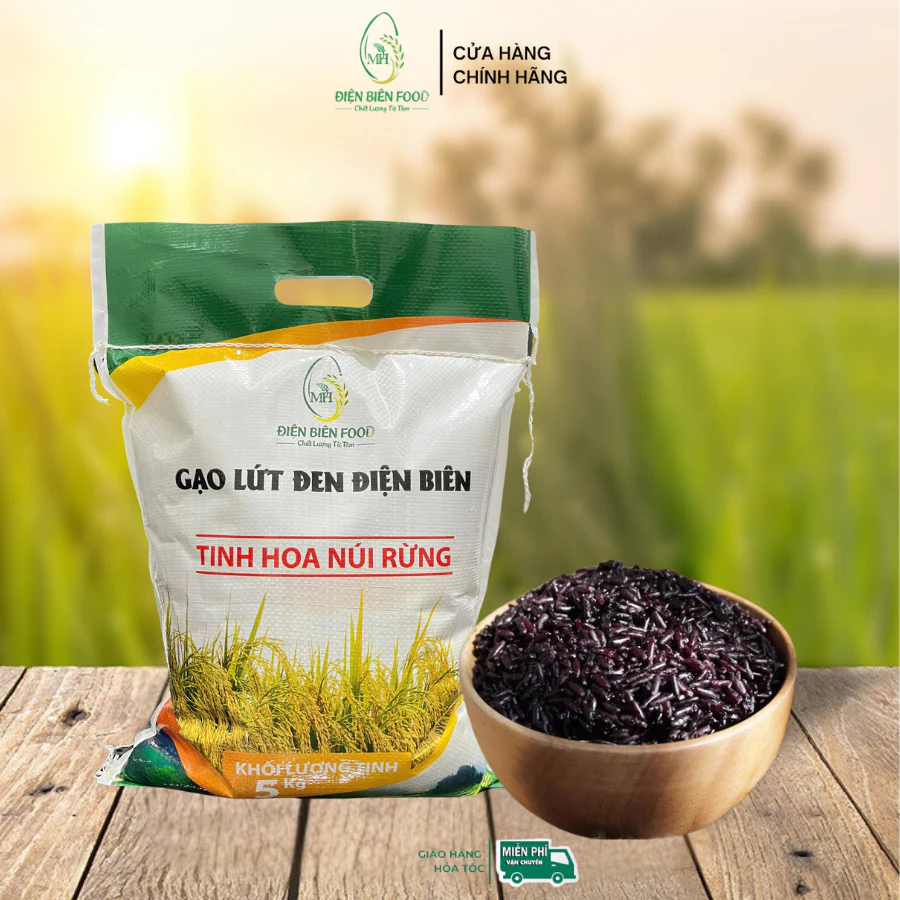 Gạo Lứt Đen Điện Biên, Gạo Lứt Tím Than Điện Biên đóng bao dẻo ngon thơm tự nhiên