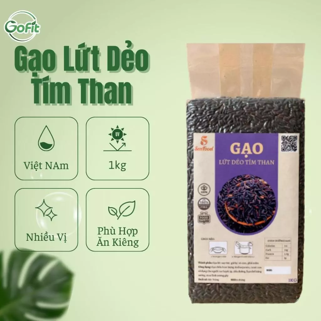 1Kg Gạo Lứt Dẻo Tím Than, Gạo Lứt Đỏ Dẻo Điện Biên SEN FOOD, Gofit Mart - 2