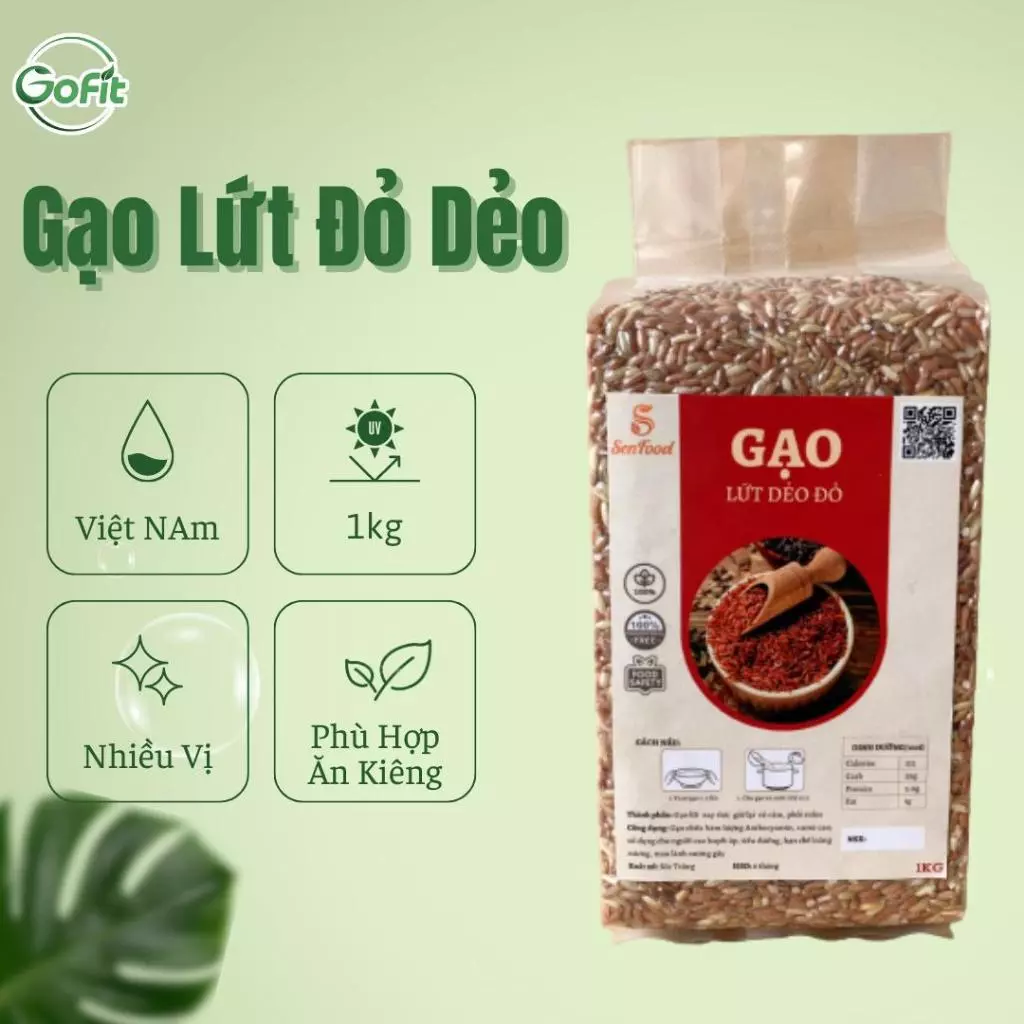 1Kg Gạo Lứt Dẻo Tím Than, Gạo Lứt Đỏ Dẻo Điện Biên SEN FOOD, Gofit Mart - 3