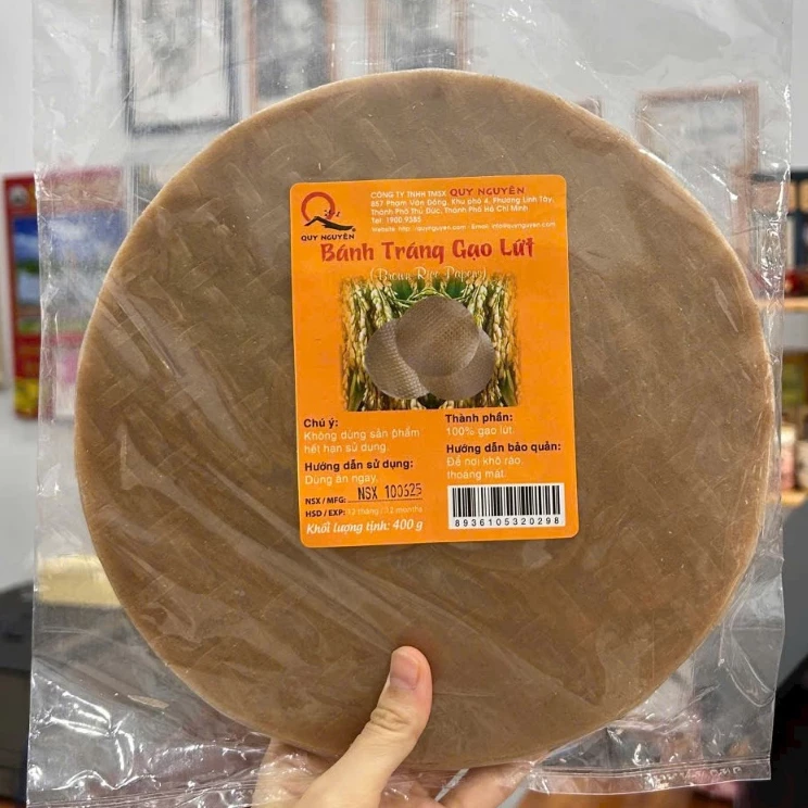 Bánh tráng gạo lứt Quy Nguyên Tuệ Hải 400gram - bánh đa gạo lứt