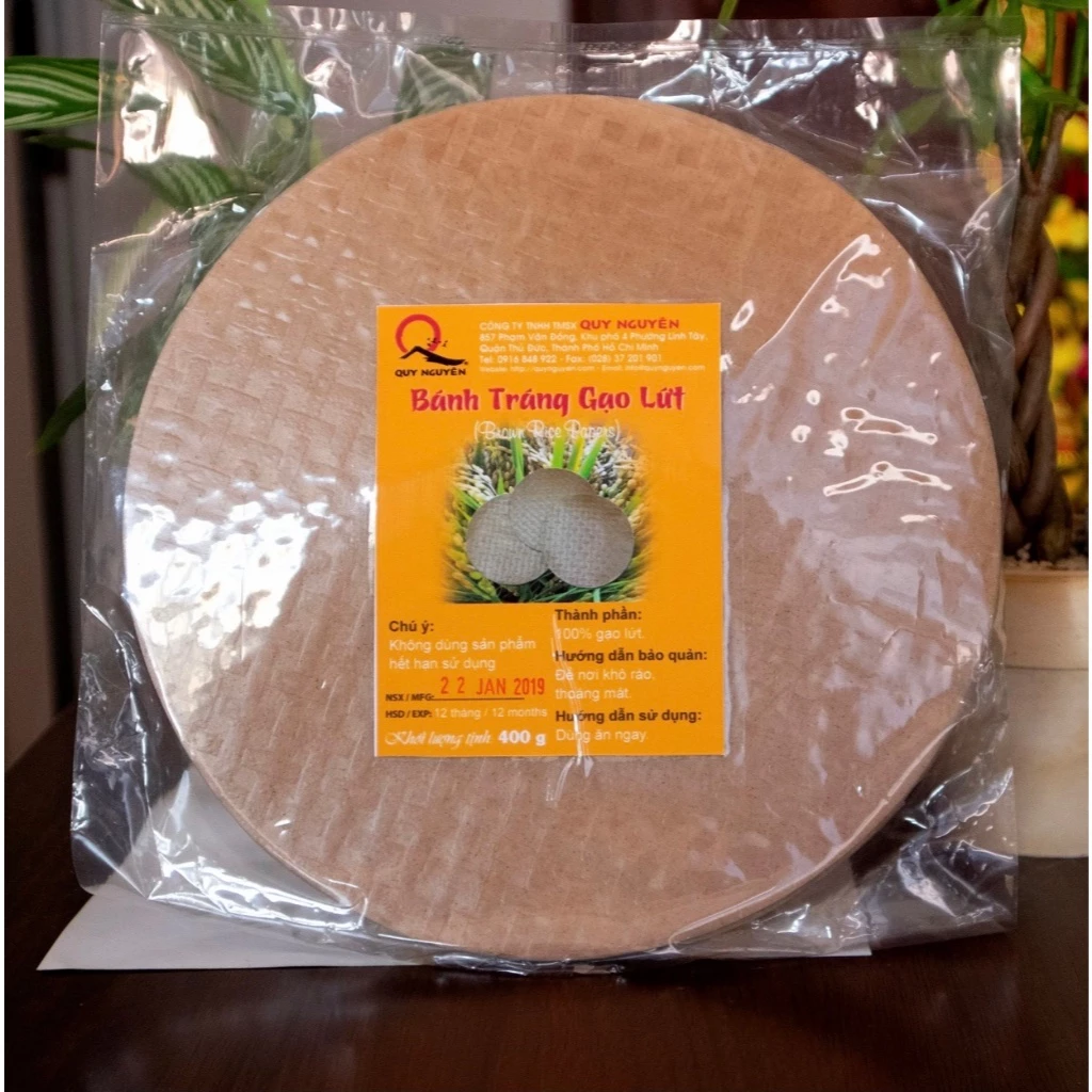 Bánh tráng gạo lứt Quy Nguyên Tuệ Hải 400gram - bánh đa gạo lứt - 2
