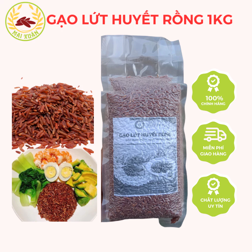 Gạo lứt dẻo Điện Biên ăn kiêng, giảm cân, cho người tiểu đường, túi 1kg- Gạo lứt Mai Xuân - 2