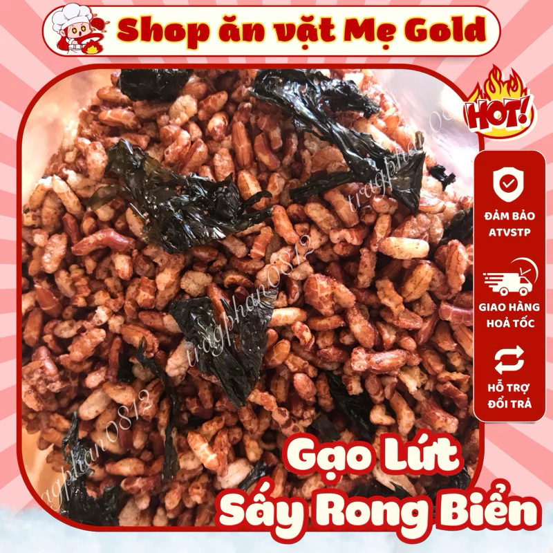 Gạo lứt sấy rong biển ăn liền, bỏng gạo lứt rong biển healthy (500g)