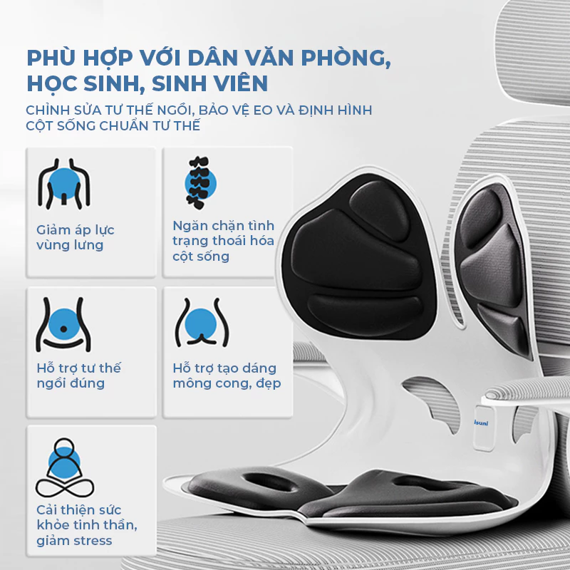 Ghế ISUNI BẢN ĐẶC BIỆT Ghế Tựa Lưng Chống Gù Ghế Công Thái Học Ứng Dụng 4 Sáng Chế Giảm Đau Mỏi Lưng - 6