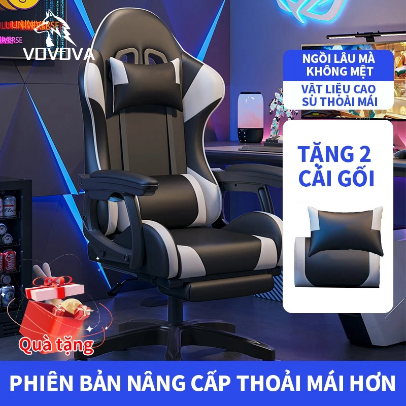 VOVOVA Ghế Gaming thiết kế ghế công thái học chuẩn tư thế 2 gối hỗ trợ bảo vệ cột sống ghế xoay văn phòng