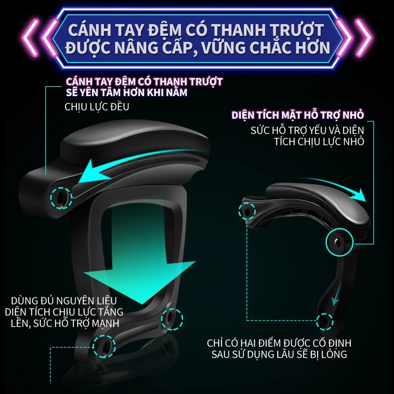 VOVOVA Ghế Gaming thiết kế ghế công thái học chuẩn tư thế 2 gối hỗ trợ bảo vệ cột sống ghế xoay văn phòng - 5