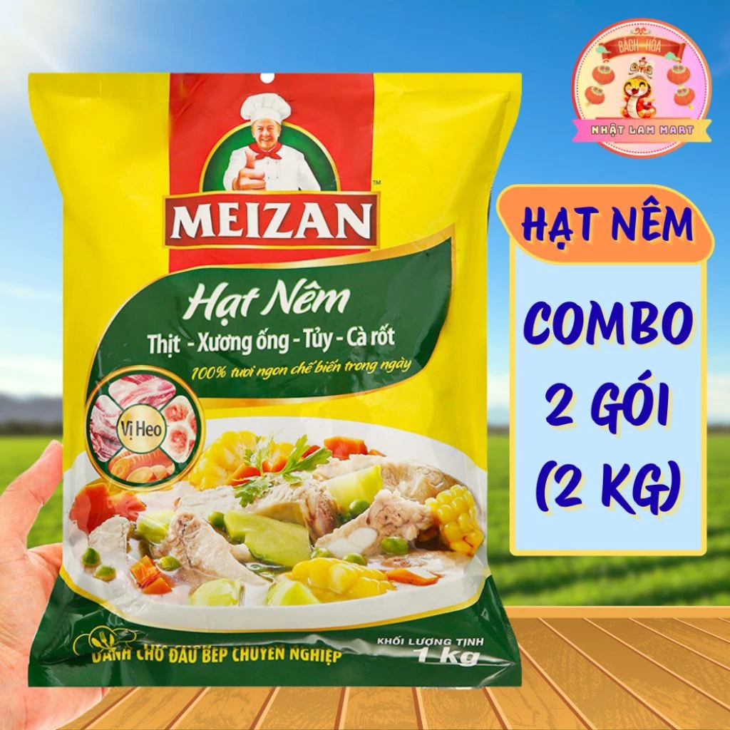 COMBO 2 GÓI Hạt Nêm Meizan Vị Heo 1kg – Hạt Nêm Thịt Xương Ống Tủy Cà Rốt – Gói 1kg Tiết Kiệm