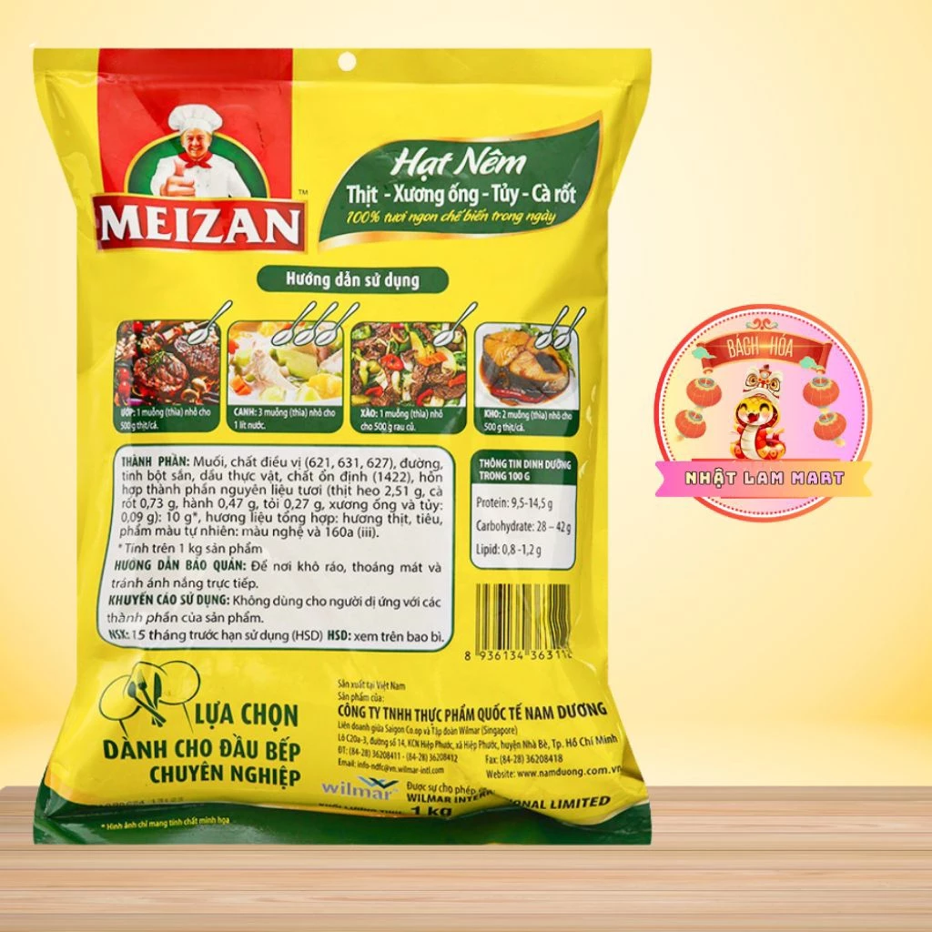 COMBO 2 GÓI Hạt Nêm Meizan Vị Heo 1kg – Hạt Nêm Thịt Xương Ống Tủy Cà Rốt – Gói 1kg Tiết Kiệm - 2