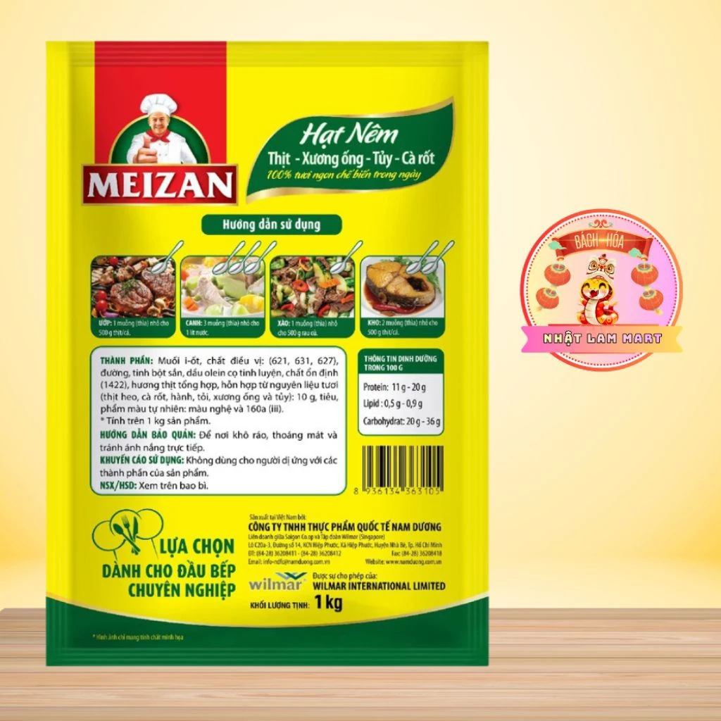 COMBO 2 GÓI Hạt Nêm Meizan Vị Heo 1kg – Hạt Nêm Thịt Xương Ống Tủy Cà Rốt – Gói 1kg Tiết Kiệm - 3