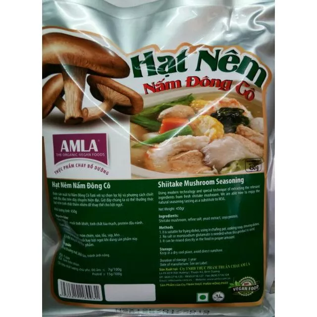 HẠT NÊM CHAY NẤM ĐÔNG CÔ AMLA 450G HẠT NÊM CHAY RAU CỦ THỰC PHẨM CHAY