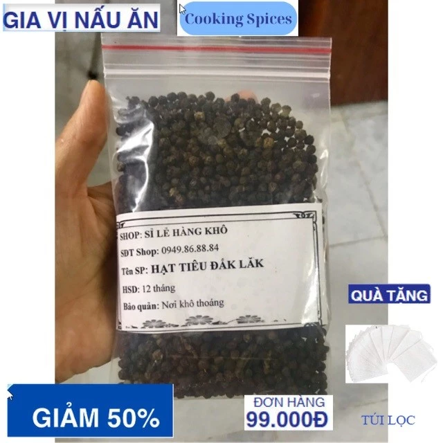 100gr Hạt tiêu sọ tiêu đen, tiêu sọ Đaklak - chưa rang