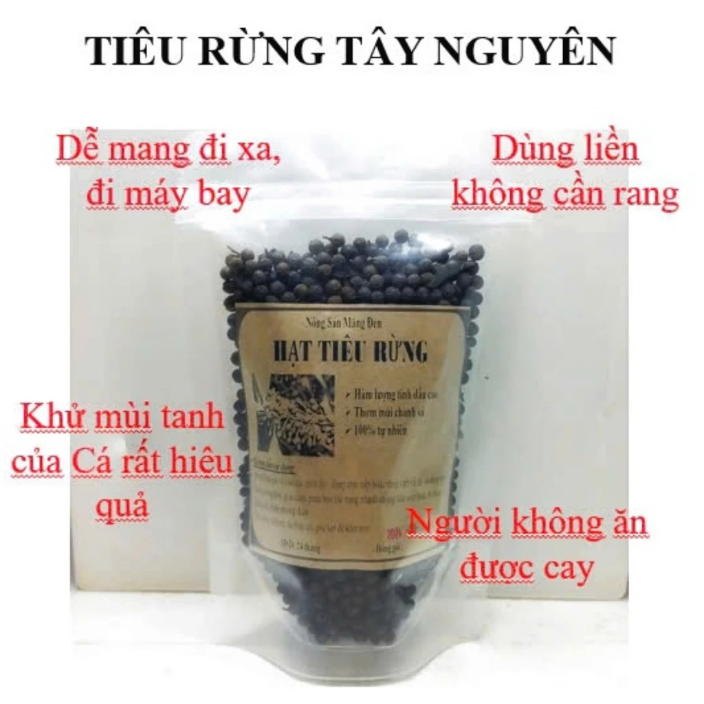 Tiêu đen nguyên hạt KHÔNG cay 100 gram tiêu rừng Tây Nguyên mùi sả chanh