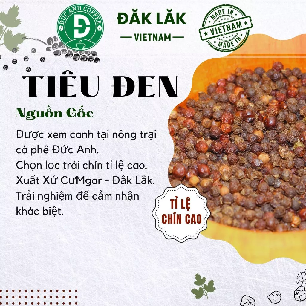 Gói 200g tiêu đen sạch nguyên hạt chưa xay, thơm chắc hạt từ nông trại cà phê Đức Anh - 2