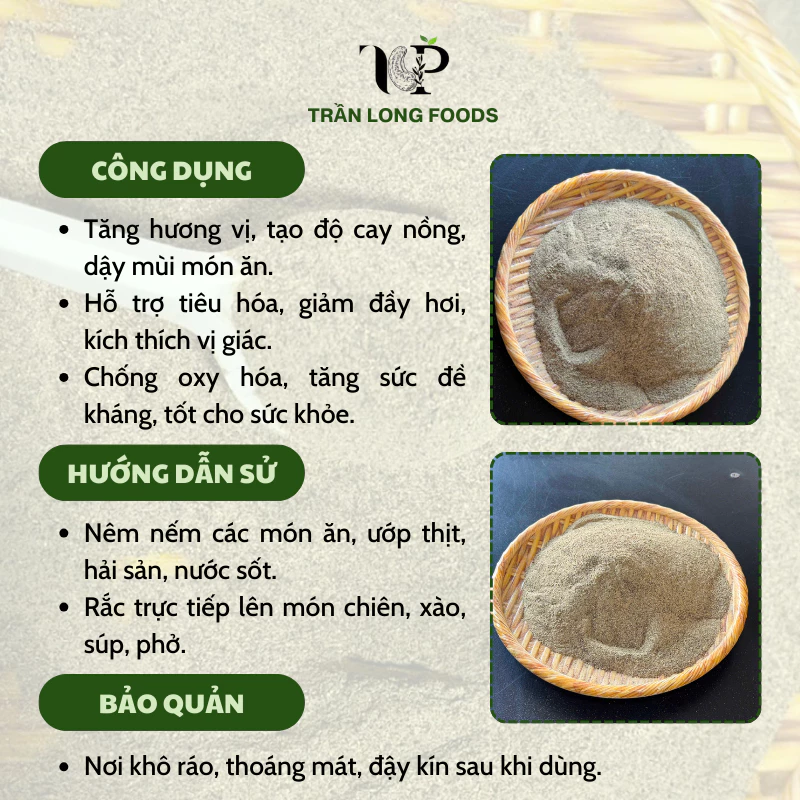 1kg Tiêu xay Nhuyễn nguyen chất - Hạt tiêu xay sạch , thơm ngon , không chất bảo quản-Trần Long Food - 2