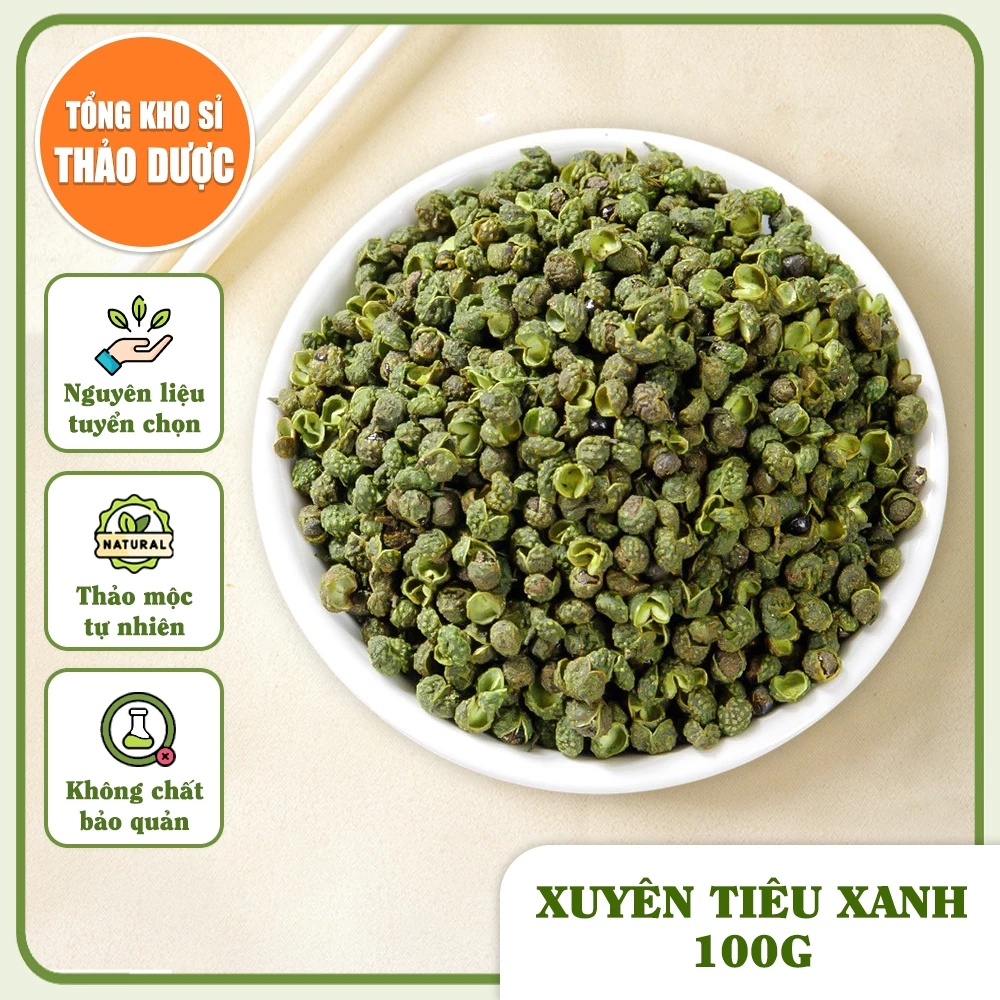 Xuyên tiêu xanh 100g, hạt tiêu tứ xuyên, cay tê, thơm, không lẫn tạp chất, gia vị món ăn Trung Hoa