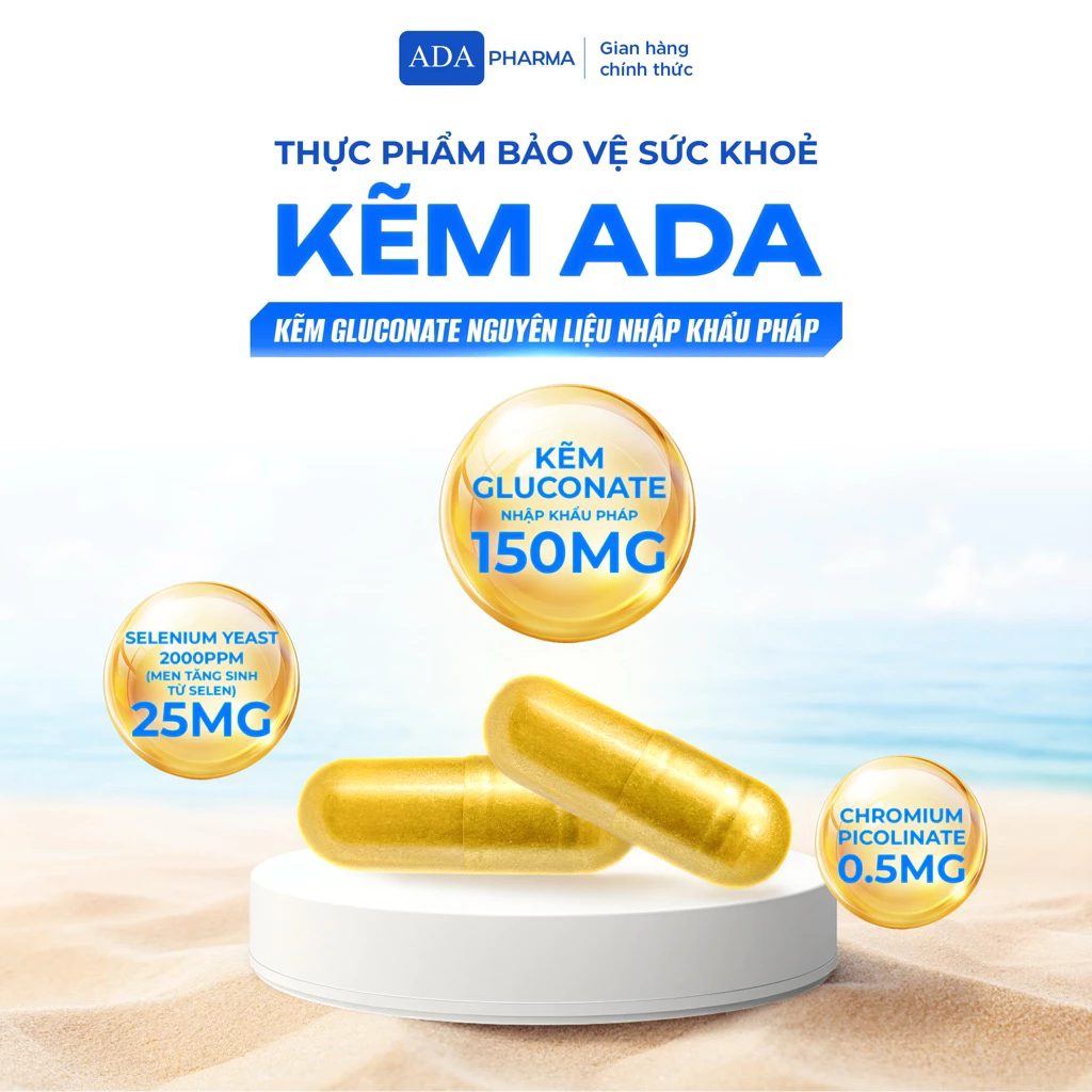 Kẽm ADA 150mg Gluconate Nguyên Liệu Nhập Pháp - Hỗ trợ tăng cường sức khỏe, đề kháng + Quà tặng - 4