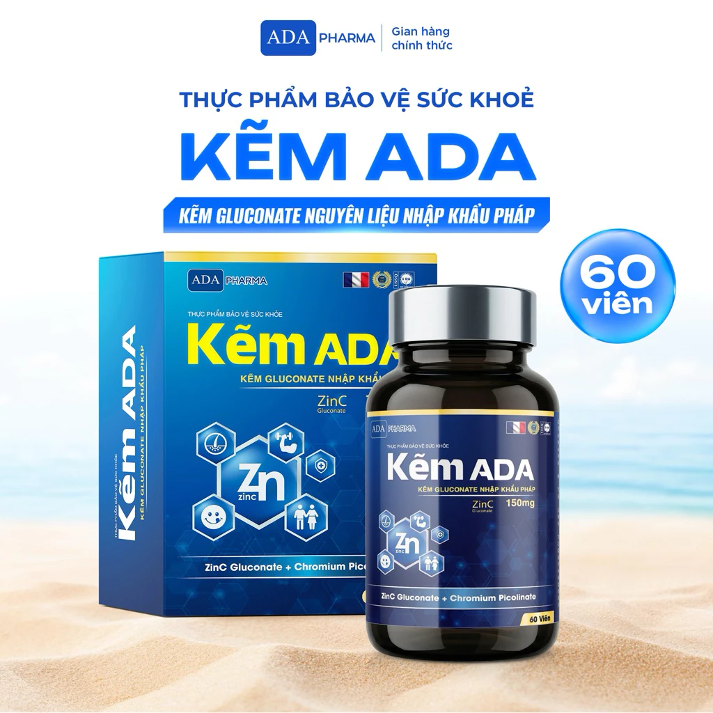Kẽm ADA 150mg Gluconate Nguyên Liệu Nhập Pháp - Hỗ trợ tăng cường sức khỏe, đề kháng + Quà tặng - 5