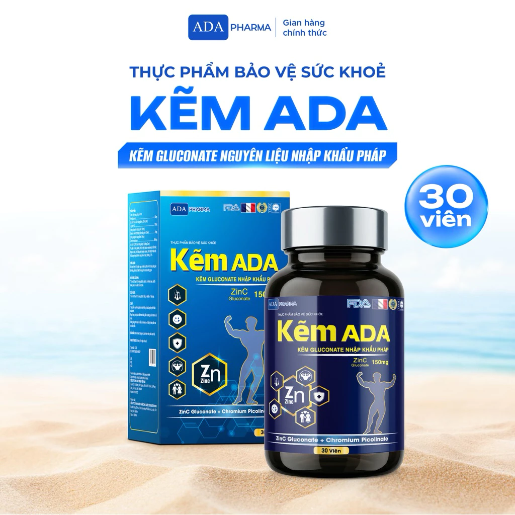 Kẽm ADA 150mg Gluconate Nguyên Liệu Nhập Pháp - Hỗ trợ tăng cường sức khỏe, đề kháng + Quà tặng - 6