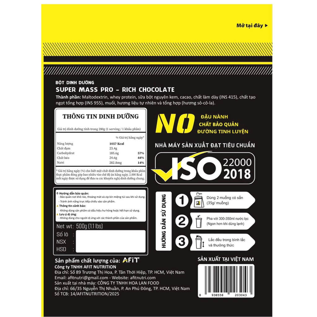 Bột Dinh Duỡng Muscle Mass Gainer AFIT 1 Kg + Quà Tặng 1 Bình Nước 500ml - 4