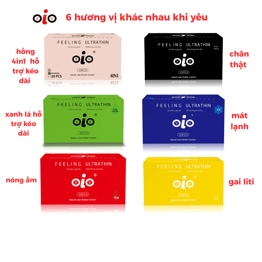 Bao cao su siêu mỏng OiO nhiều gel bôi trơn hỗ trợ kéo dài thời gian bcs chống xuất tinh sớm
