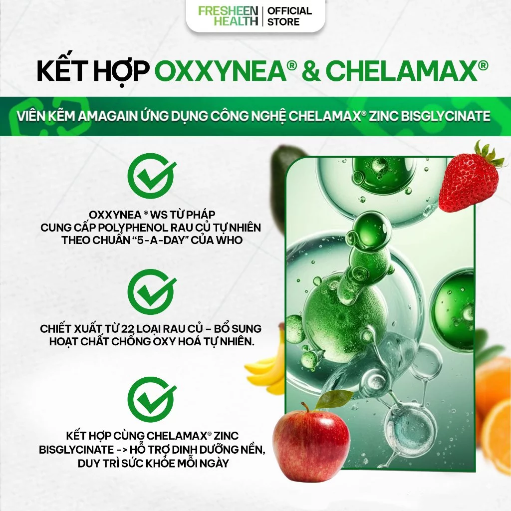 [Combo 3] Viên kẽm AMAGAIN sản xuất tại Traphaco CNC - Kẽm Chelamax® Bisglycinate phân phối bởi Fresheen Health - 4