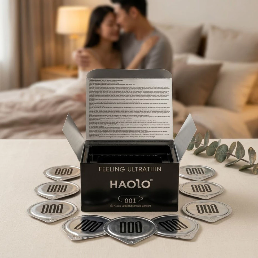 [𝗤𝘂𝗮̀ 𝘁𝗮̣̆𝗻𝗴] Bao cao su siêu mỏng kéo dài thời gian, bcs kéo dài thời gian cao cấp gân gai nhiều gel bôi trơn, 01 chiếc - 2