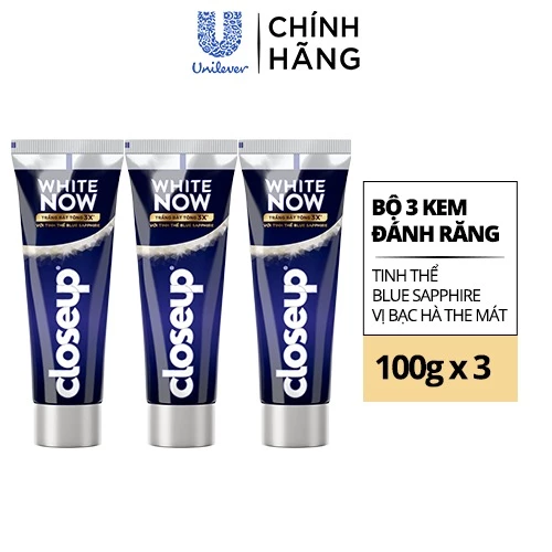 Combo 3 Kem đánh răng Closeup White Now - Trắng Bật Tông 3X TỨC THÌ với Công nghệ Ánh Sáng Xanh 100g - 2