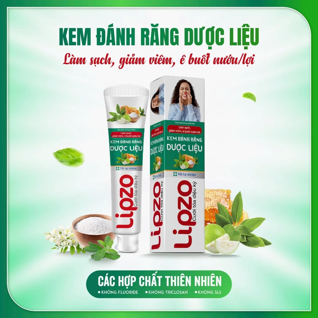 [Combo 1-3] Kem Đánh Răng Dược Liệu Lipzo Mini 19g Từ Dược Liệu Tự Nhiên Bảo Vệ Nướu Và Răng
