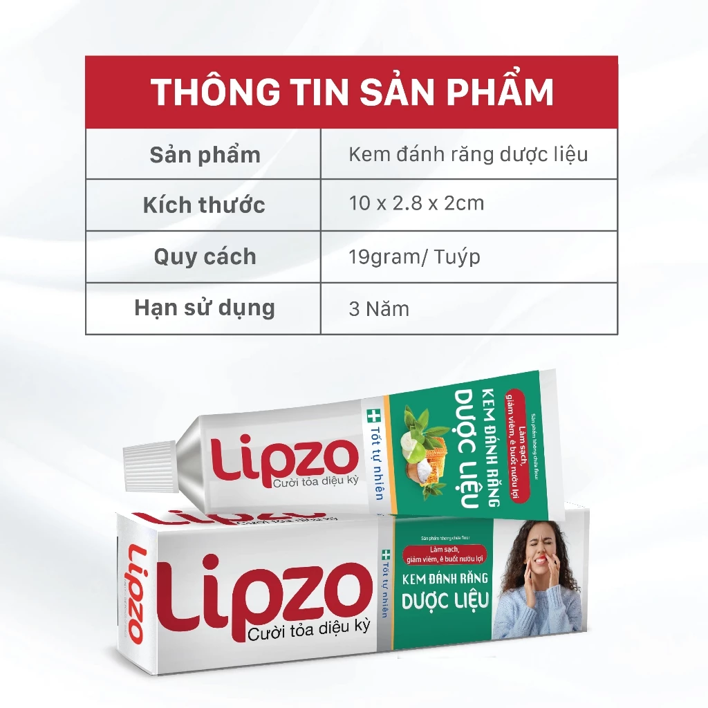 [Combo 1-3] Kem Đánh Răng Dược Liệu Lipzo Mini 19g Từ Dược Liệu Tự Nhiên Bảo Vệ Nướu Và Răng - 5