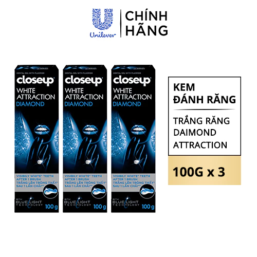 Bộ 3 Kem Đánh Răng Closeup Diamond Attraction - Trắng răng sau 1 lần chải 100g - 6