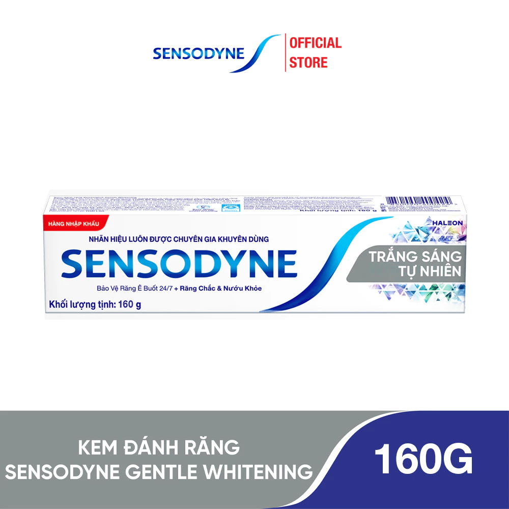 Kem đánh răng SENSODYNE Gentle Whitening 160g giúp giảm ê buốt hiệu quả và làm trắng răng tự nhiên
