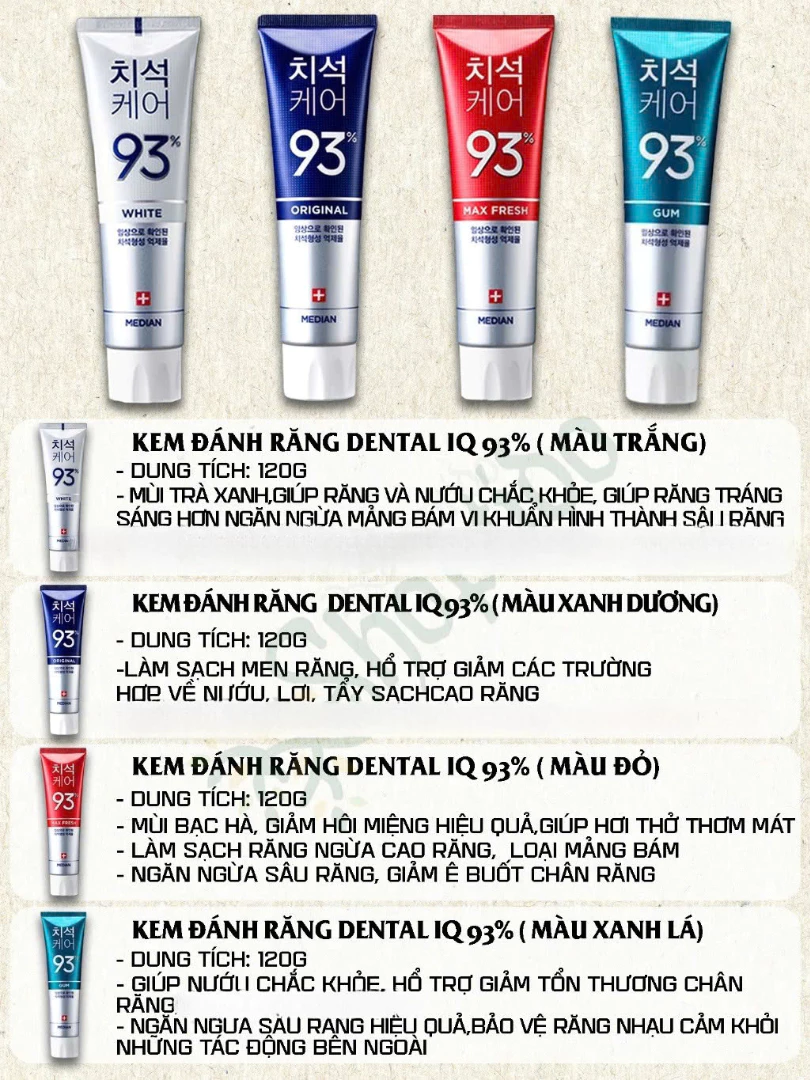 Kem đánh răng Hàn Quốc trắng răng MEDIAN DENTAL IQ 93% 120g sáng bóng NCC Shoptido - 3