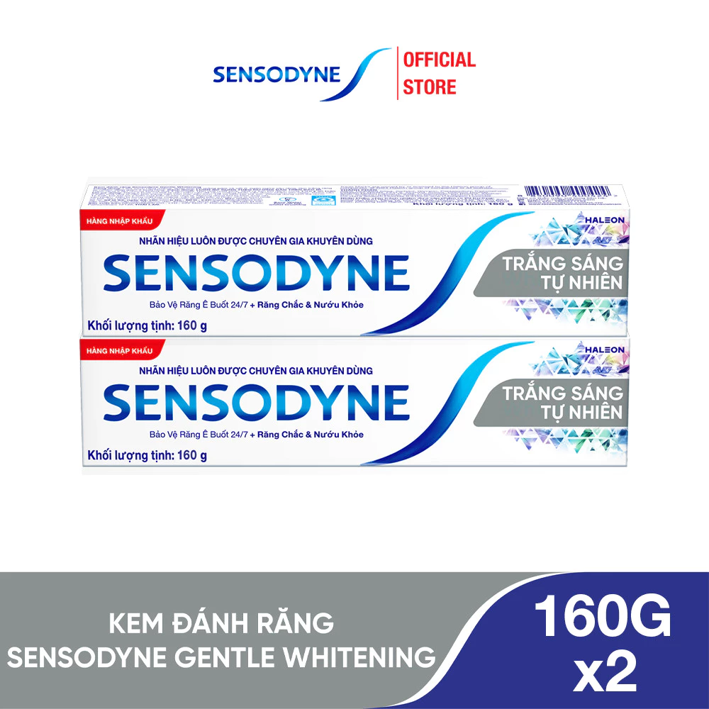 Bộ 2 Kem đánh răng SENSODYNE Gentle Whitening 160g giúp giảm ê buốt hiệu quả và làm trắng răng tự nhiên