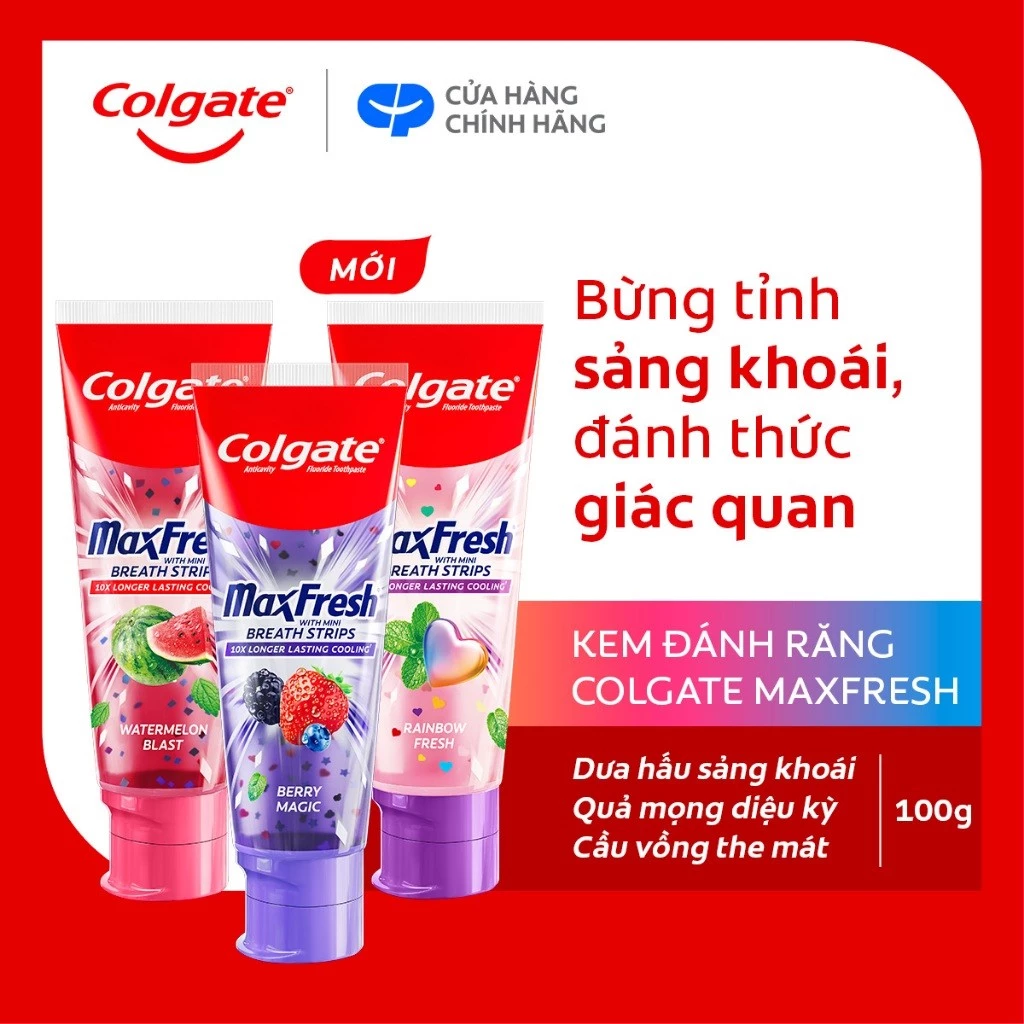 Kem đánh răng Colgate MaxFresh Hương nhiệt đới, tinh thể cầu vồng the mát 100g/ tuýp