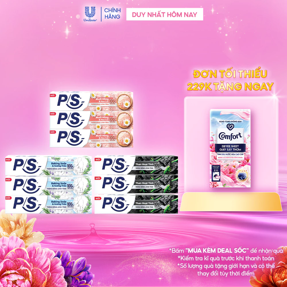 Bộ 3 Kem Đánh Răng P/S Trắng Răng Lành Tính - 100% Kiểm Chứng 230g/ hộp